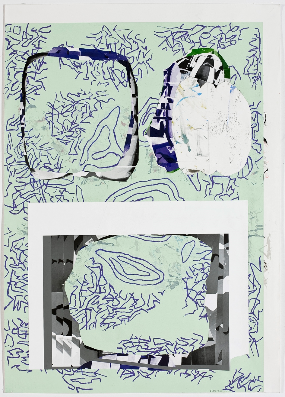 Untitled, 2011, mixed media with digital collages on paper, 105 x 74,5 cm.